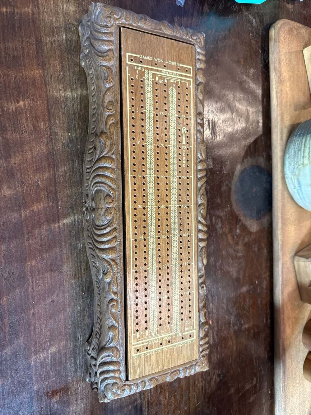 Vintage Plastic Pacific Game Co. 14.75" Cribbage Board Box Hollywood Calif.